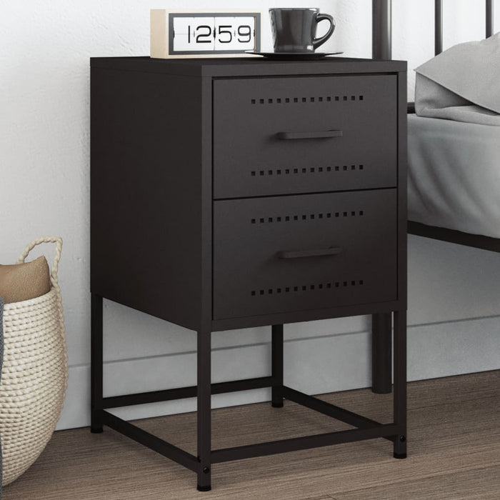 Bedside Cabinet Black 36x39x60.5 cm Steel