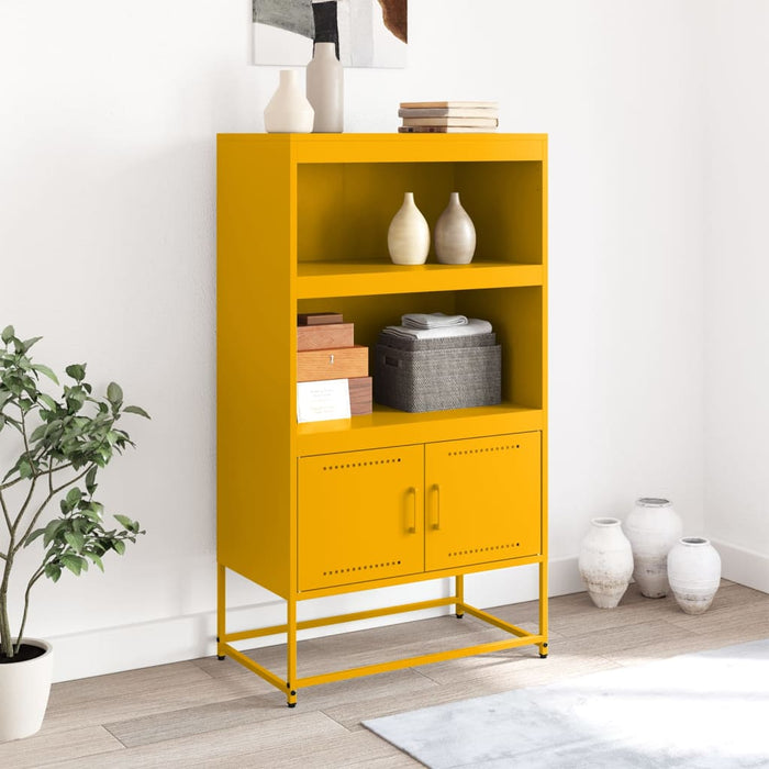 Highboard Mustard Yellow 68.5x38.5x123.5 cm Steel