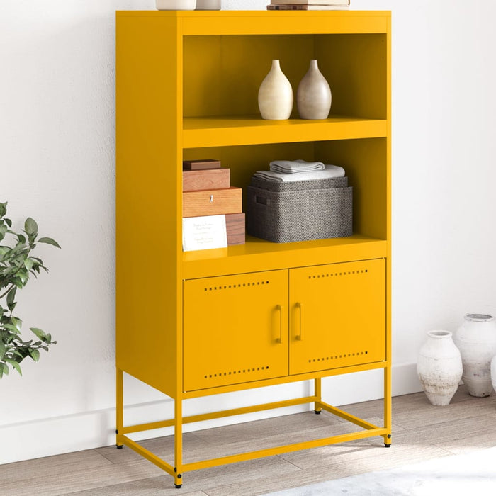 Highboard Mustard Yellow 68.5x38.5x123.5 cm Steel