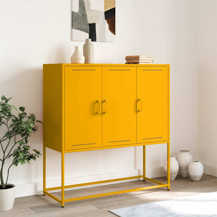 Highboard Mustard Yellow 100.5x39x107 cm Steel