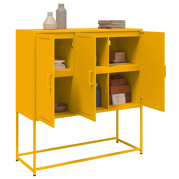 Highboard Mustard Yellow 100.5x39x107 cm Steel