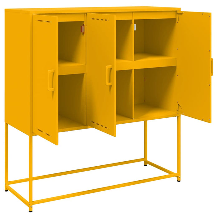 Highboard Mustard Yellow 100.5x39x107 cm Steel