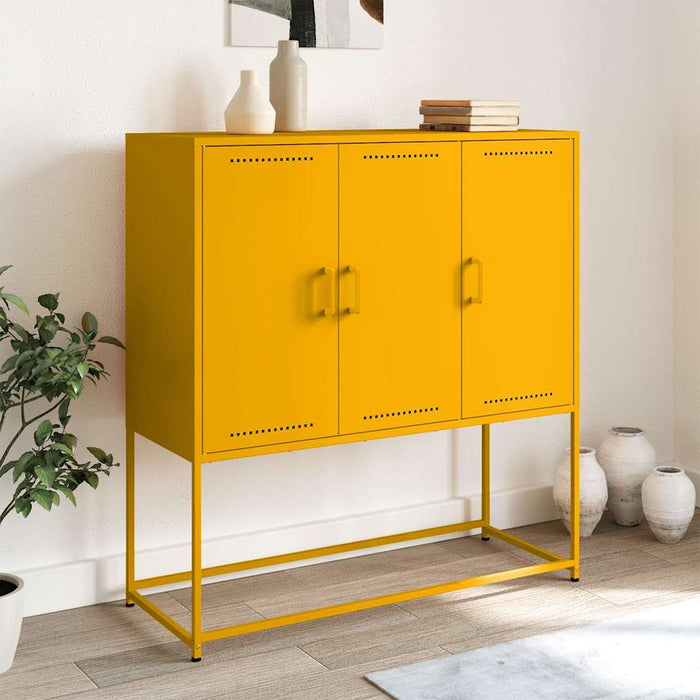 Highboard Mustard Yellow 100.5x39x107 cm Steel