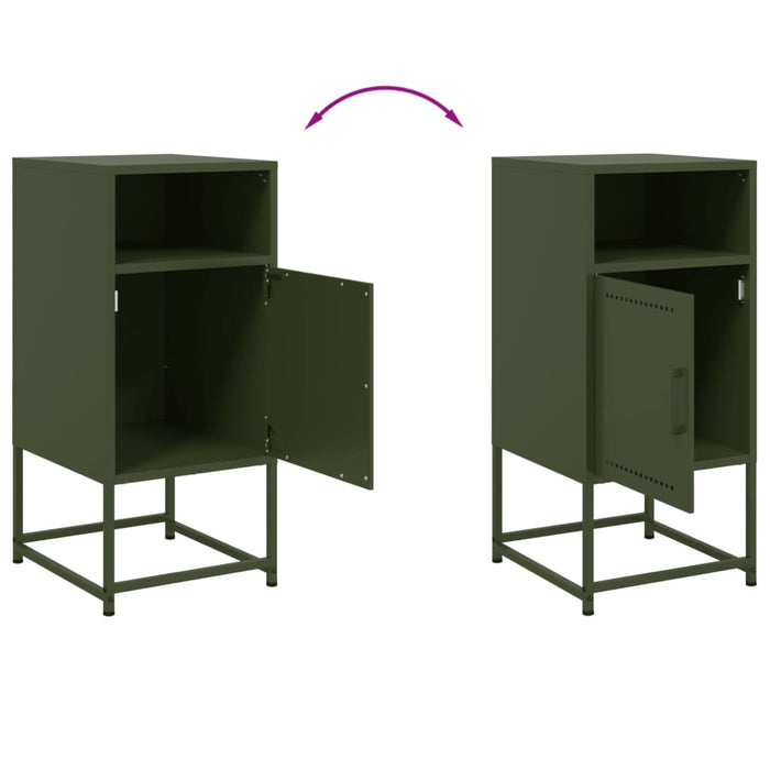 Bedside Cabinets 2 pcs Olive Green 36x39x78 cm Steel