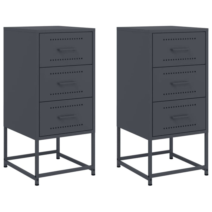 Bedside Cabinets 2 pcs Anthracite 36x39x78 cm Steel