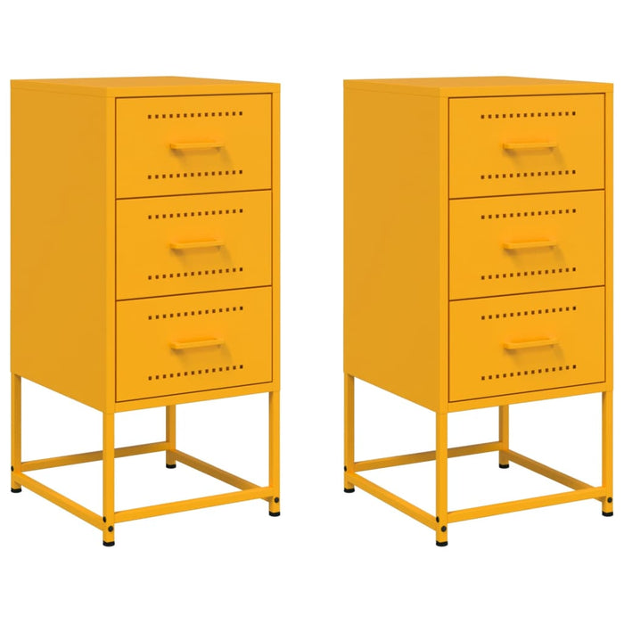 Bedside Cabinets 2 pcs Mustard Yellow 36x39x78 cm Steel