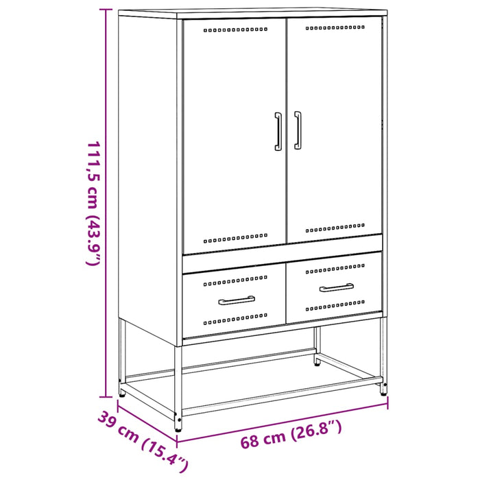 Highboard Black 68x39x111.5 см стомана