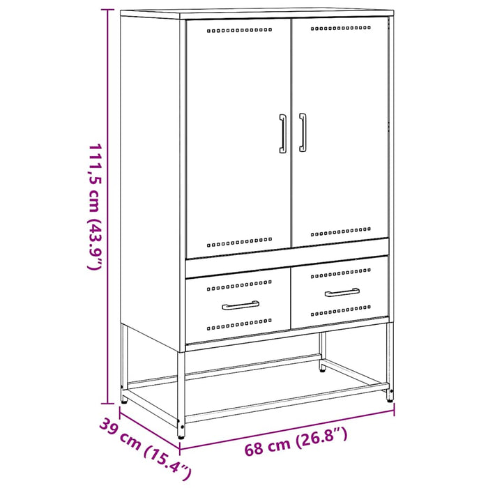 Высокий бортик горчично-желтый 68x39x111,5 см Сталь