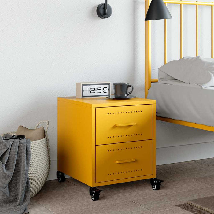 Bedside Cabinet Mustard Yellow 36x39x43.5 cm Steel