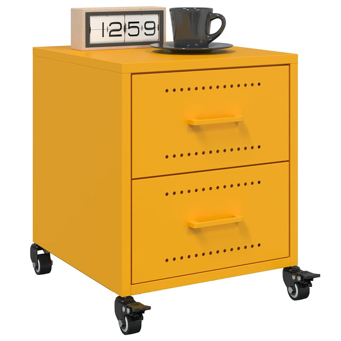 Bedside Cabinet Mustard Yellow 36x39x43.5 cm Steel