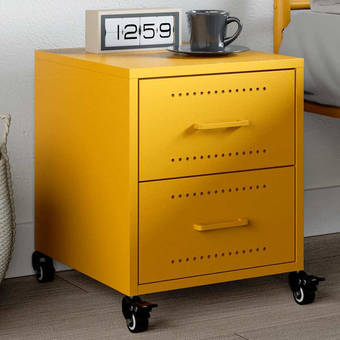 Bedside Cabinet Mustard Yellow 36x39x43.5 cm Steel