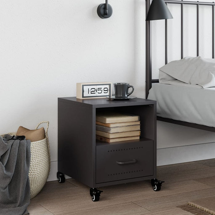 Bedside Cabinet Black 36x39x43.5 cm Steel