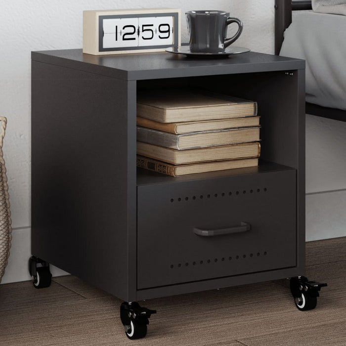 Bedside Cabinet Black 36x39x43.5 cm Steel