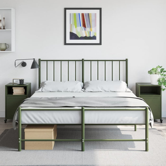 Bedside Cabinets 2 pcs Olive Green 36x39x59 cm Steel