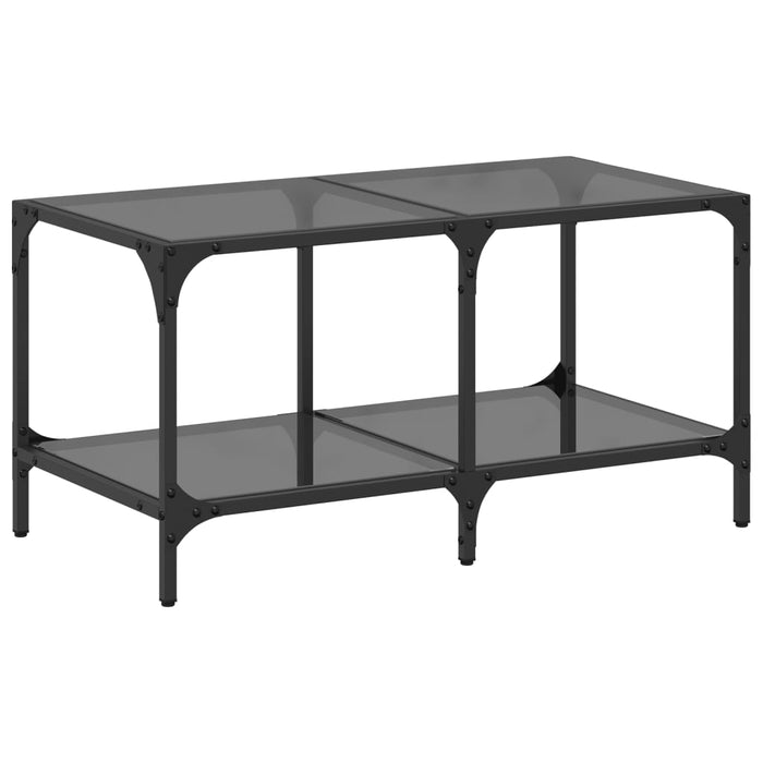 Coffee Table with Black Glass Top 78.5x40x40 cm Steel