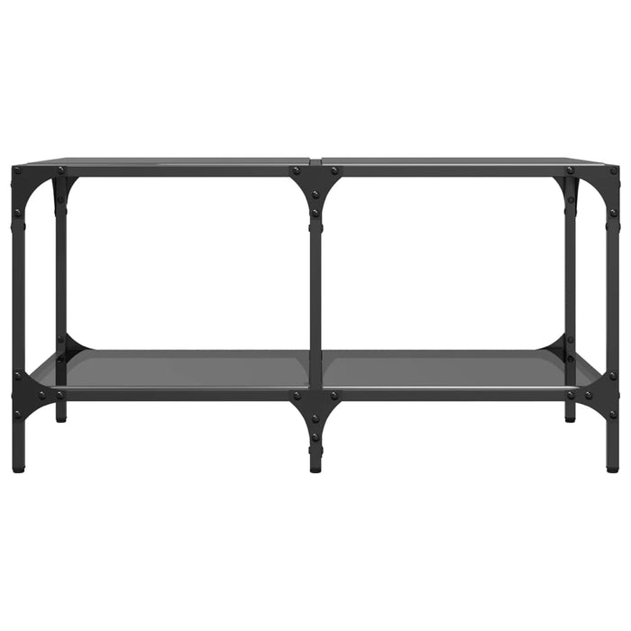 Coffee Table with Black Glass Top 78.5x40x40 cm Steel