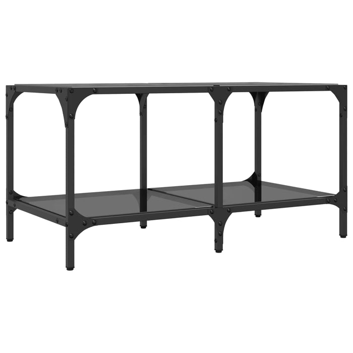 Coffee Table with Black Glass Top 78.5x40x40 cm Steel