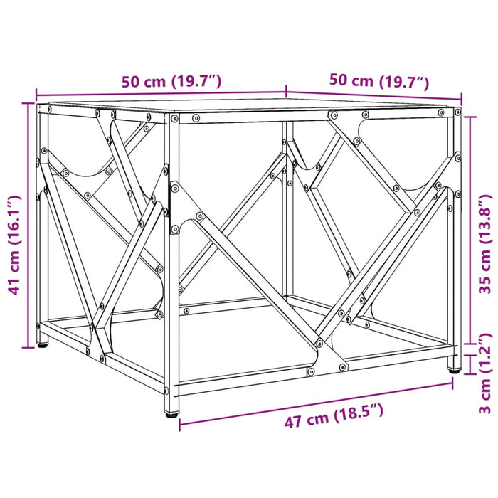 Холна маса с прозрачен стъклен плот 50x50x41 см стомана