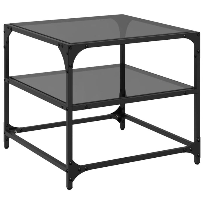 Coffee Tables with Black Glass Top 2 pcs 50x50x45 cm Steel