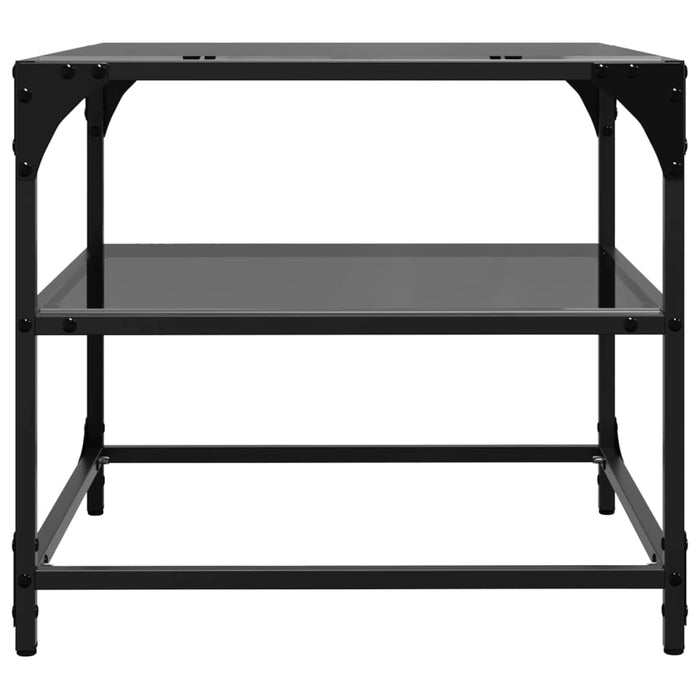 Coffee Tables with Black Glass Top 2 pcs 50x50x45 cm Steel