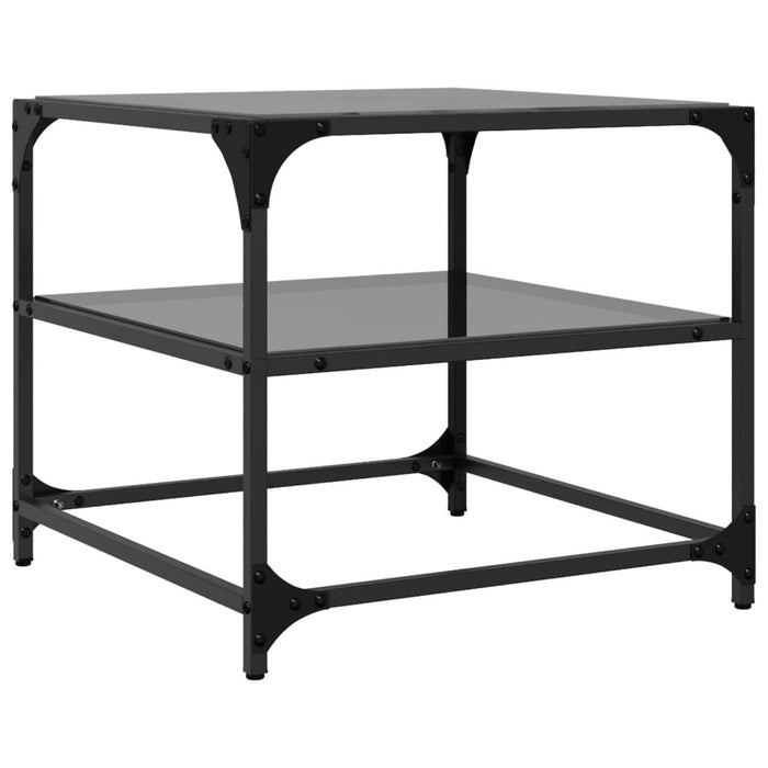 Coffee Tables with Black Glass Top 2 pcs 50x50x45 cm Steel