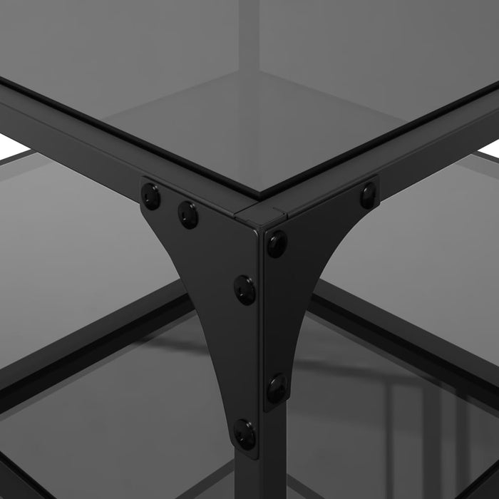 Coffee Tables with Black Glass Top 2 pcs 50x50x45 cm Steel