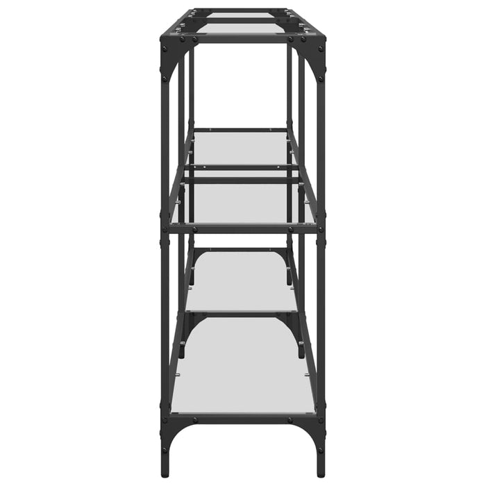 Конзолна маса с прозрачен стъклен плот 158.5x30x81 см стомана