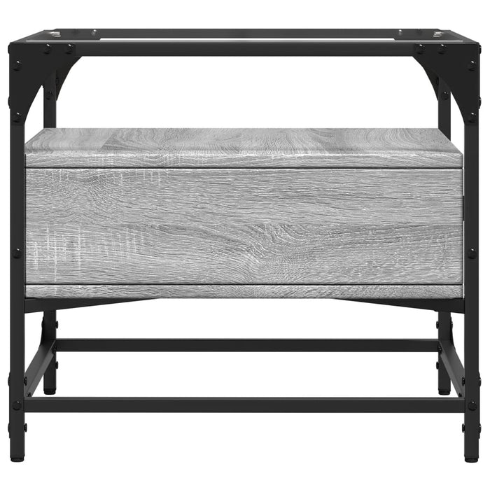 Coffee Table with Glass Top Grey Sonoma 50x50x45 cm Steel