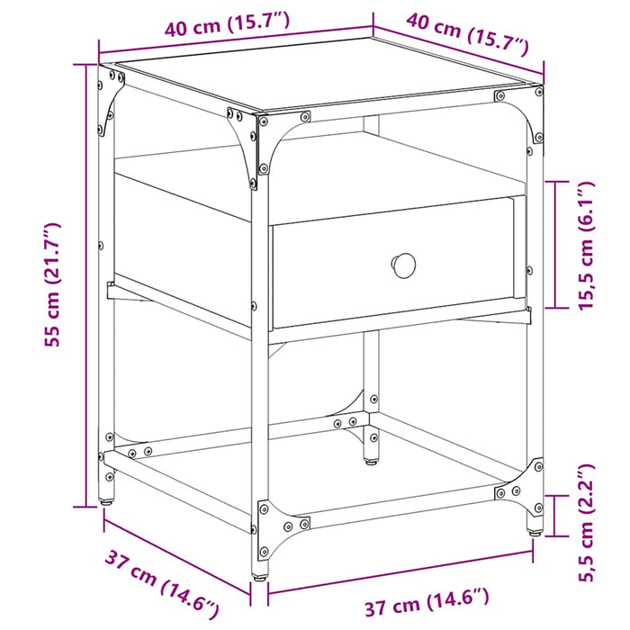 Нощно шкафче черно 40x40x55 см инженерно дърво