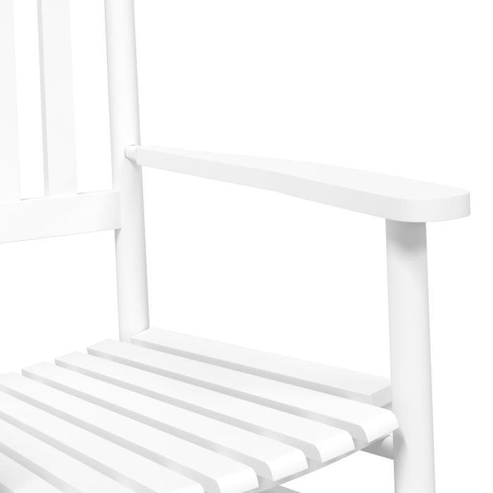 Rocking Chair with Foldable Table White Solid Wood Poplar