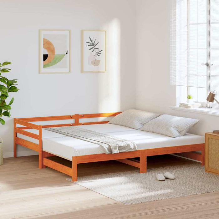 Daybed with Trundle without Mattress Wax Brown 80x200 cm Solid Wood