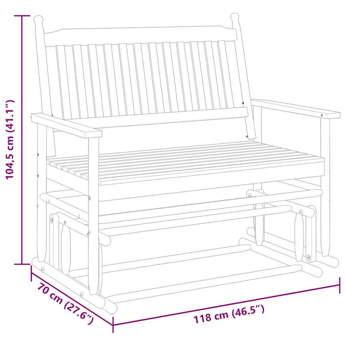 Bancă Glider Gri 118x70x104,5 cm Lemn Masivul Plop