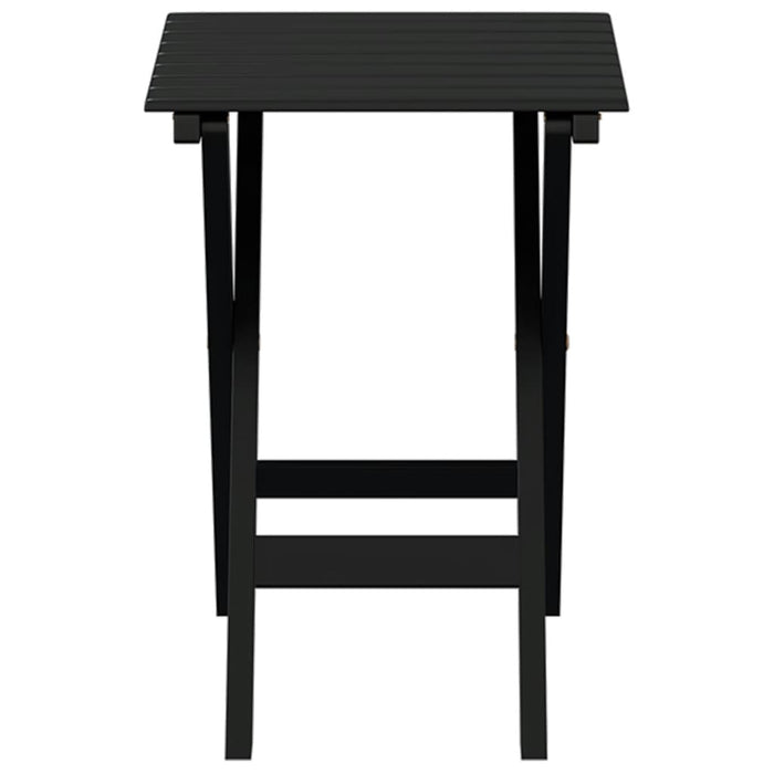 Side Table Foldable Black Solid Wood Poplar