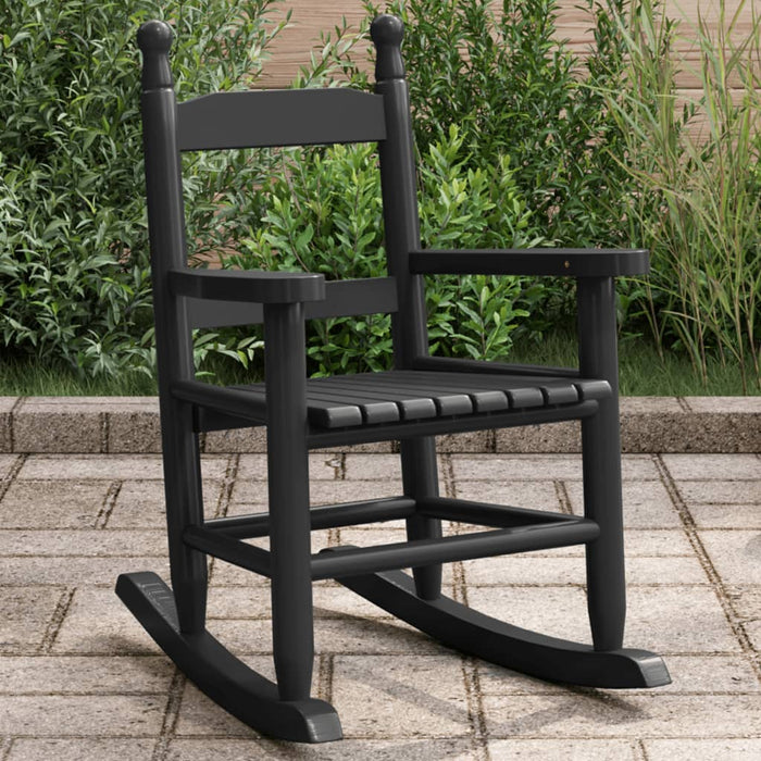 Rocking Chair for Children Black Solid Wood Poplar