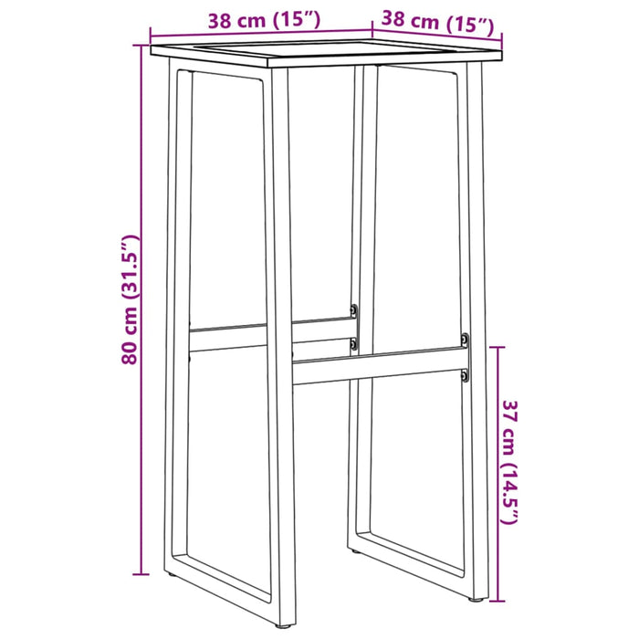 Scaune de bar 2 buc Negru 38x38x80 cm Otel vopsit cu pulbere