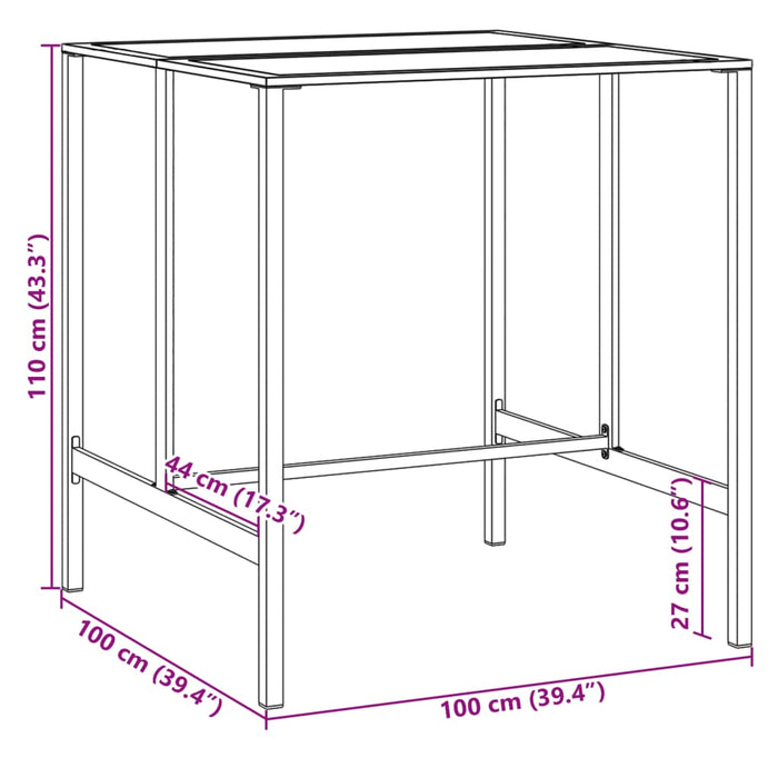 Bar Table Black 100x100x110 cm Powder-coated Steel