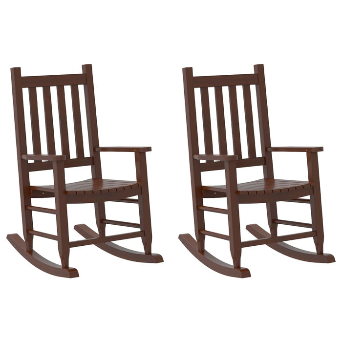 Rocking Chairs for Children 2 pcs Brown Solid Wood Poplar