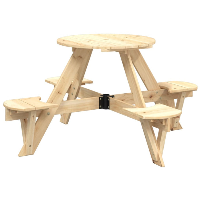 Picnic Table for 4 Kids with Umbrella Round Solid Wood Fir