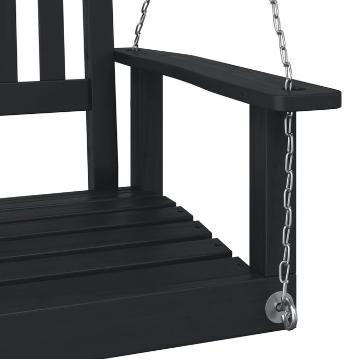 Garden Swing Chair with Metal Chains Black Solid Wood Fir