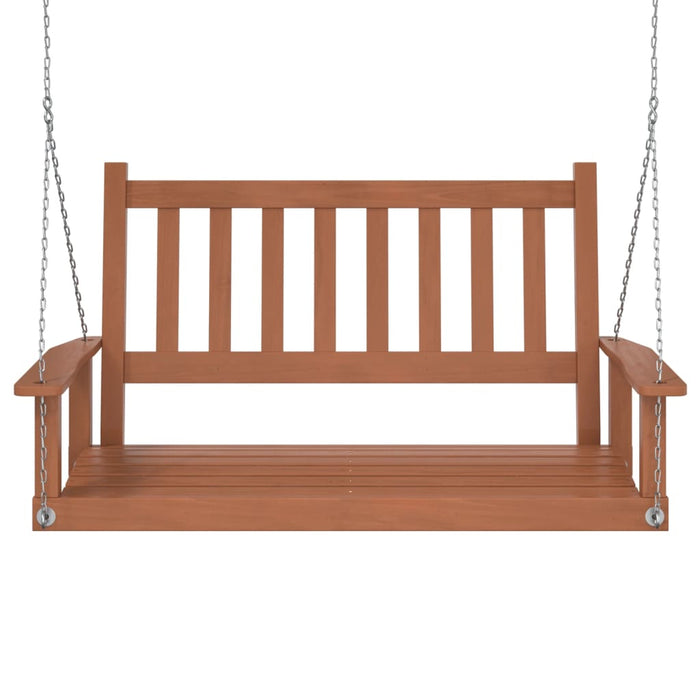 Garden Swing Bench with Metal Chains Brown Solid Wood Fir