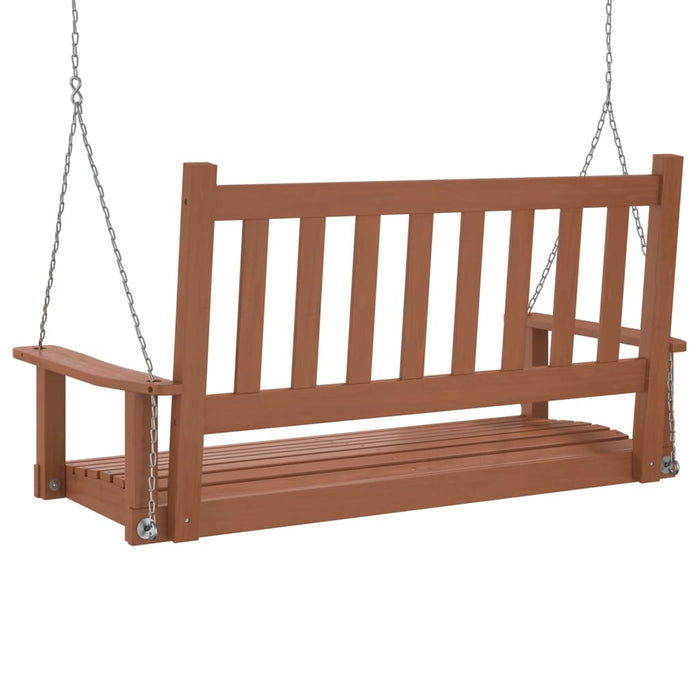 Garden Swing Bench with Metal Chains Brown Solid Wood Fir