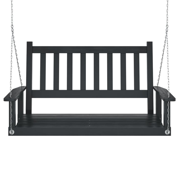 Garden Swing Bench with Metal Chains Black Solid Wood Fir