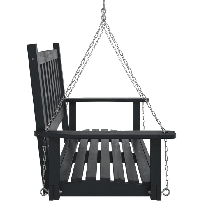 Garden Swing Bench with Metal Chains Black Solid Wood Fir