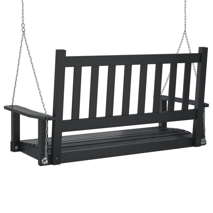 Garden Swing Bench with Metal Chains Black Solid Wood Fir