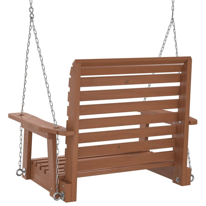 Garden Swing Chair with Metal Chains Brown Solid Wood Fir