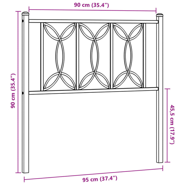 Metal Headboard Black 90 cm