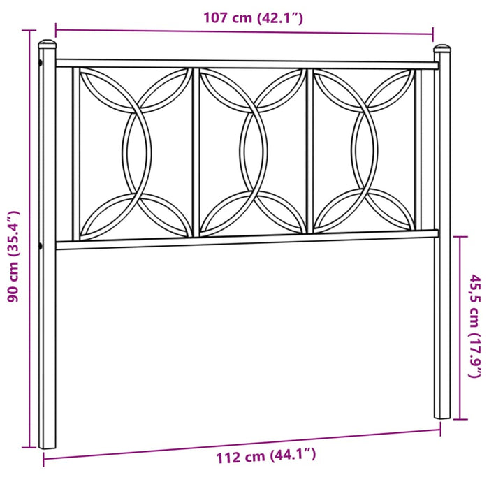 Metal Headboard Black 107 cm