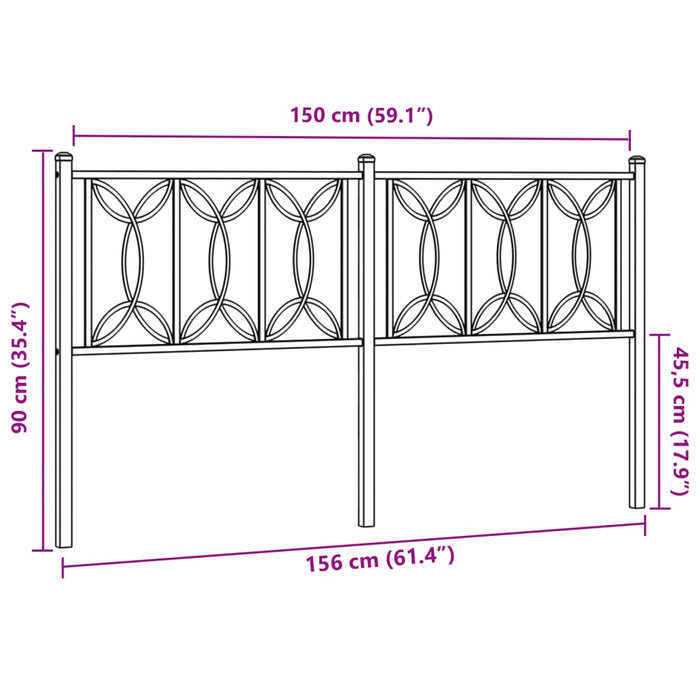 Metal Headboard Black 150 cm