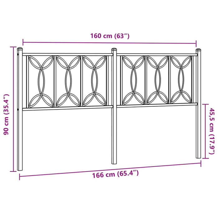 Metal Headboard Black 160 cm