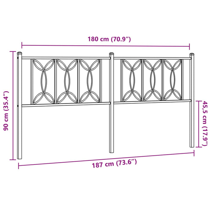 Metal Headboard Black 180 cm